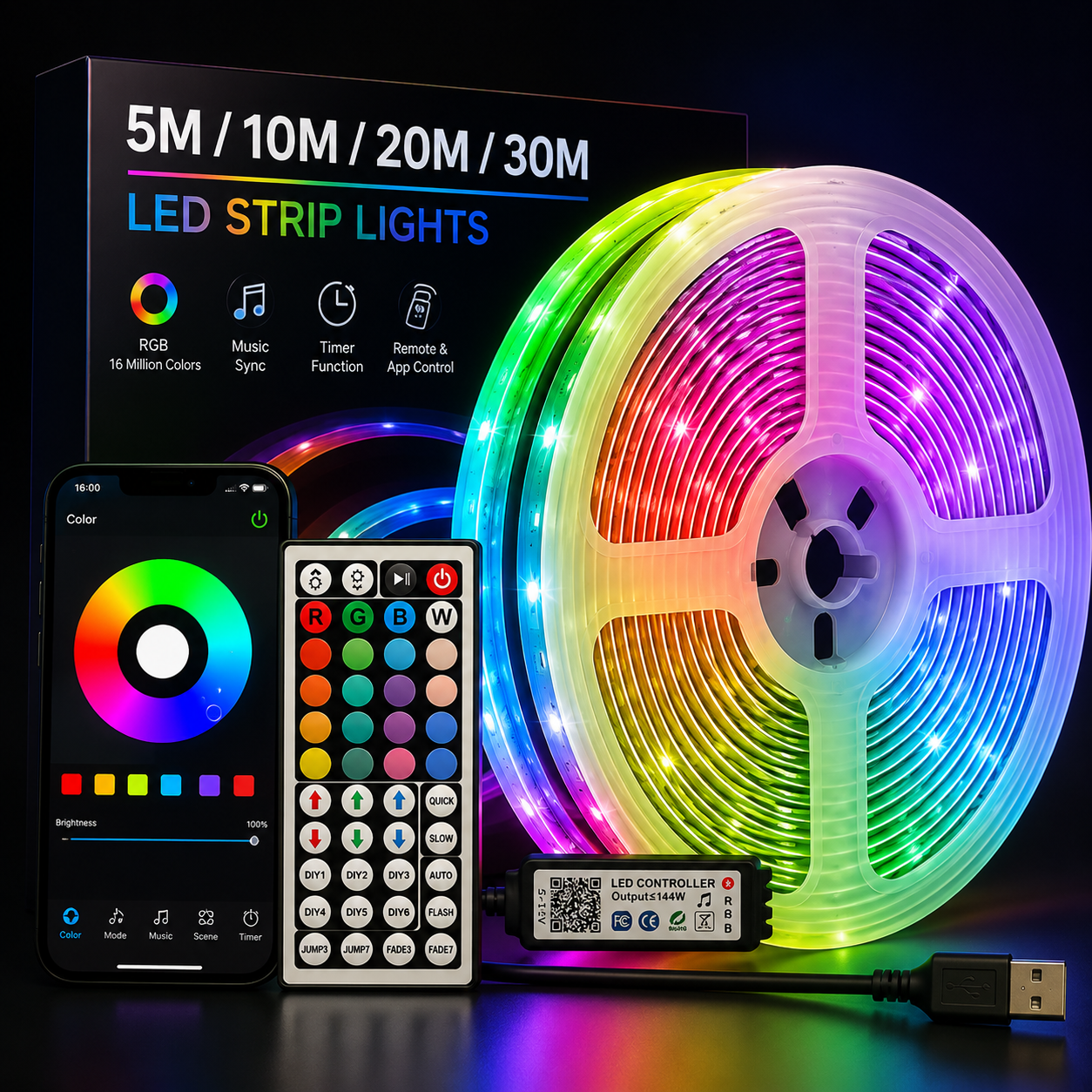 RGB LED Strip Lights with App