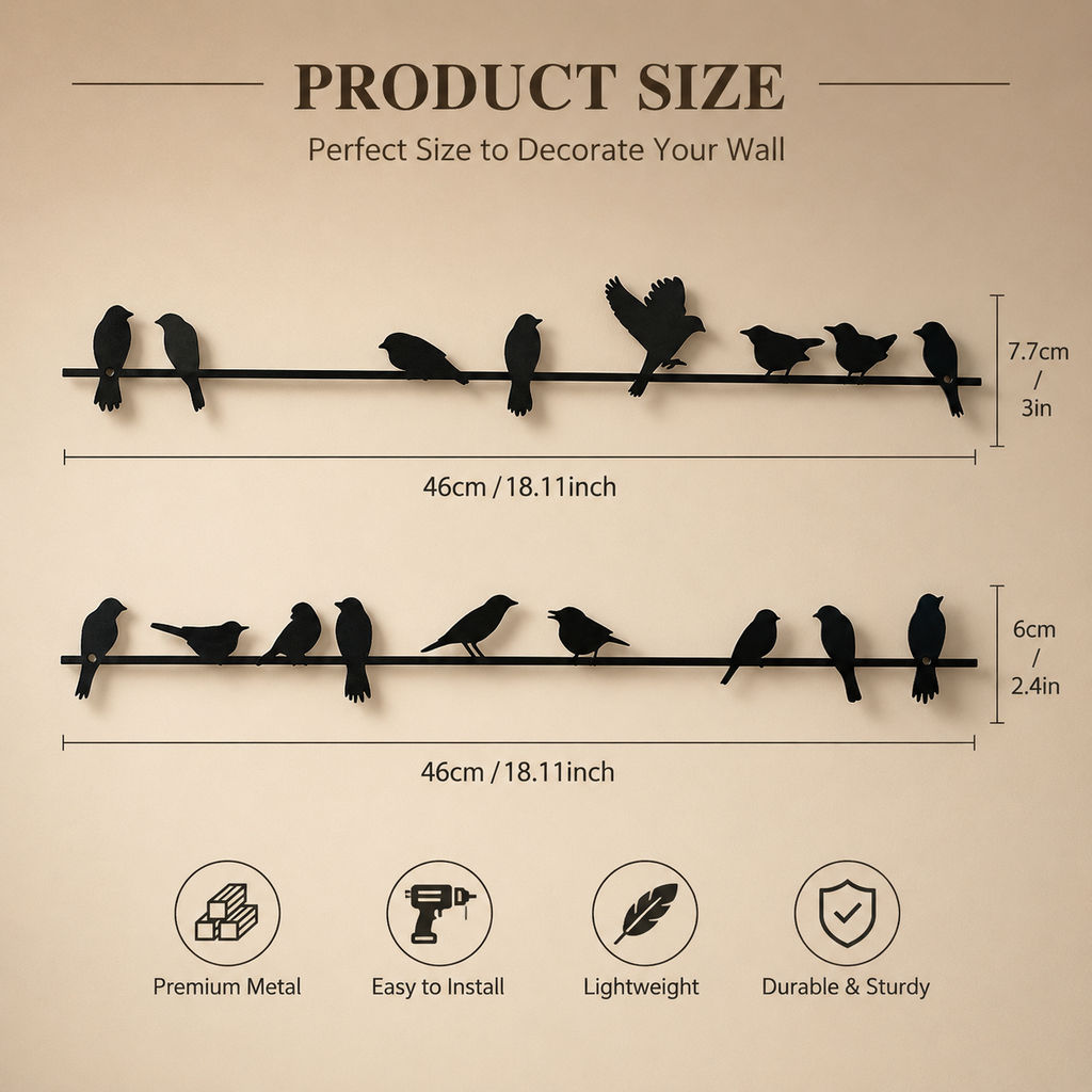 Metal Bird Wall Art Set of 2