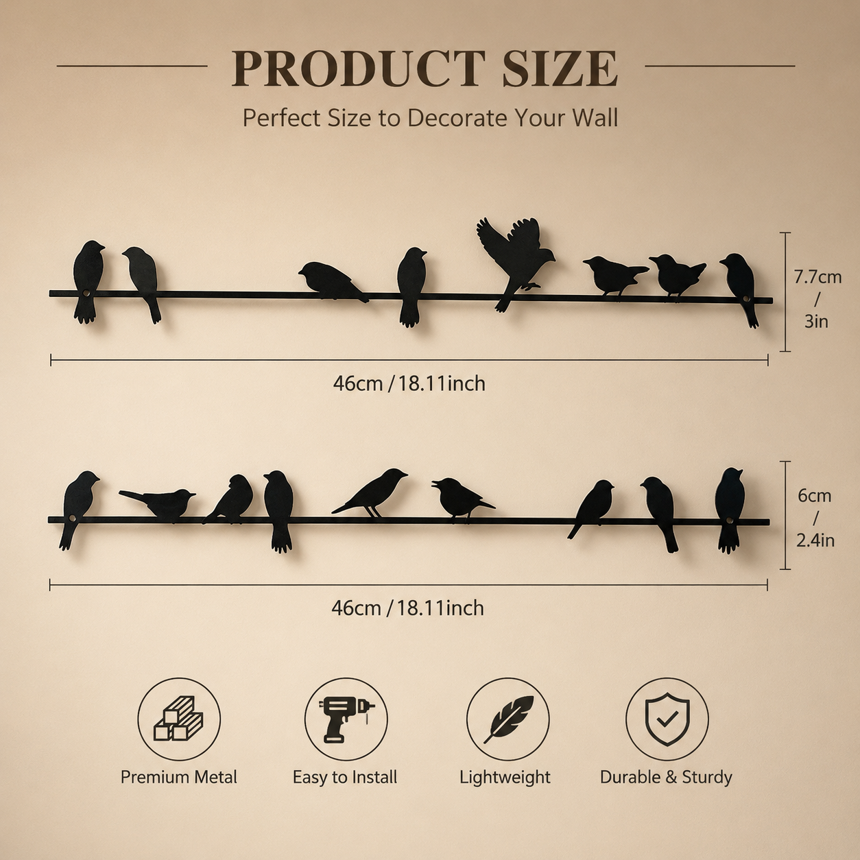Metal Bird Wall Art Set of 2