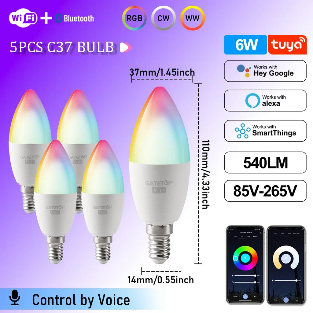 Smart RGB LED Candle Bulb E14 WiFi
