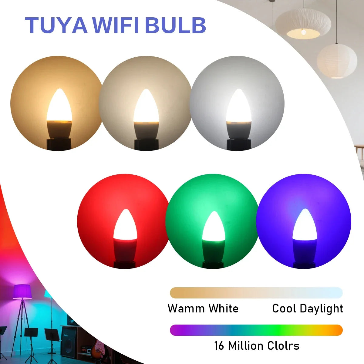 Smart RGB LED Candle Bulb E14 WiFi