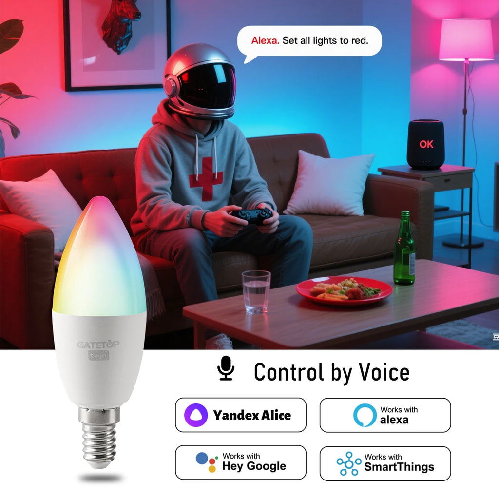 Smart RGB LED Candle Bulb E14 WiFi