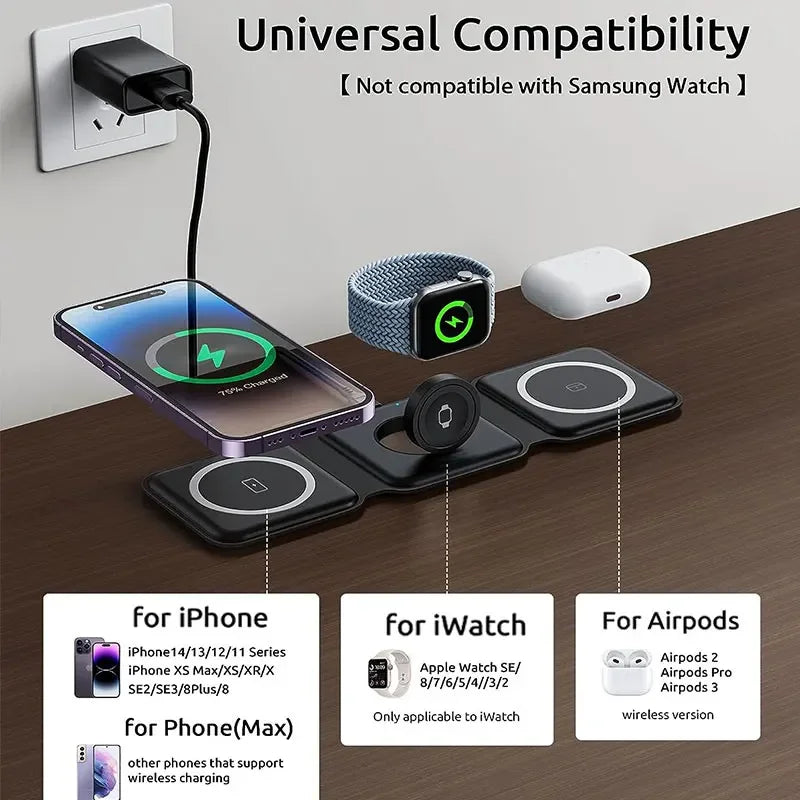 3-in-1 MagSafe Foldable Wireless Charger
