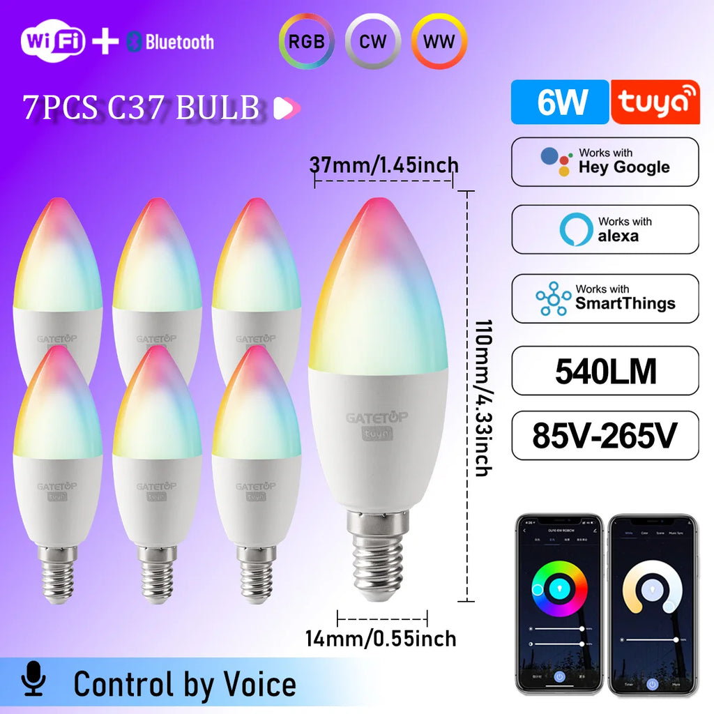 Smart RGB LED Candle Bulb E14 WiFi