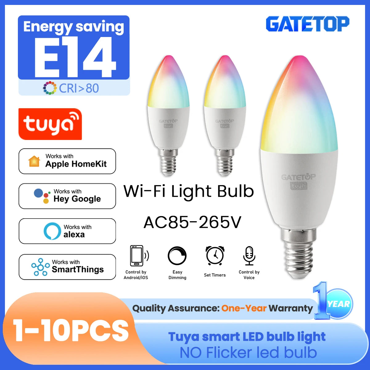 Smart RGB LED Candle Bulb E14 WiFi