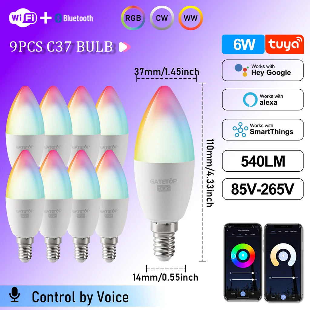 Smart RGB LED Candle Bulb E14 WiFi