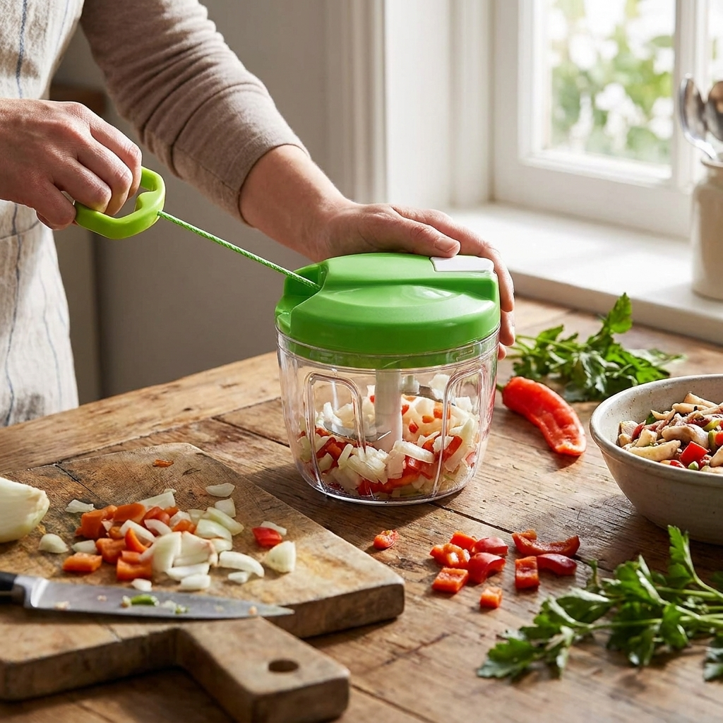 Manual Rotate Vegetable Garlic Chopper lifestyle