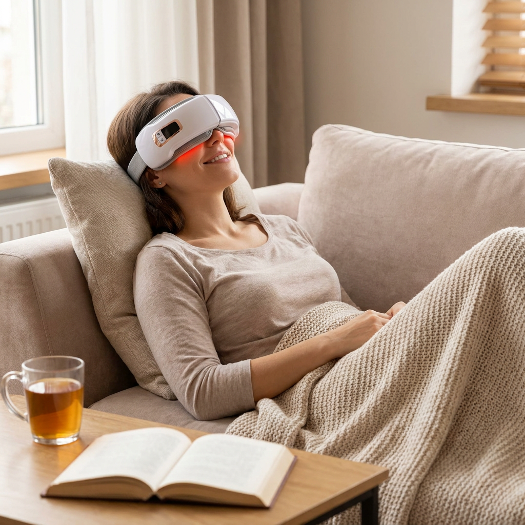 Foldable Eye Pressure Massager Glasses lifestyle