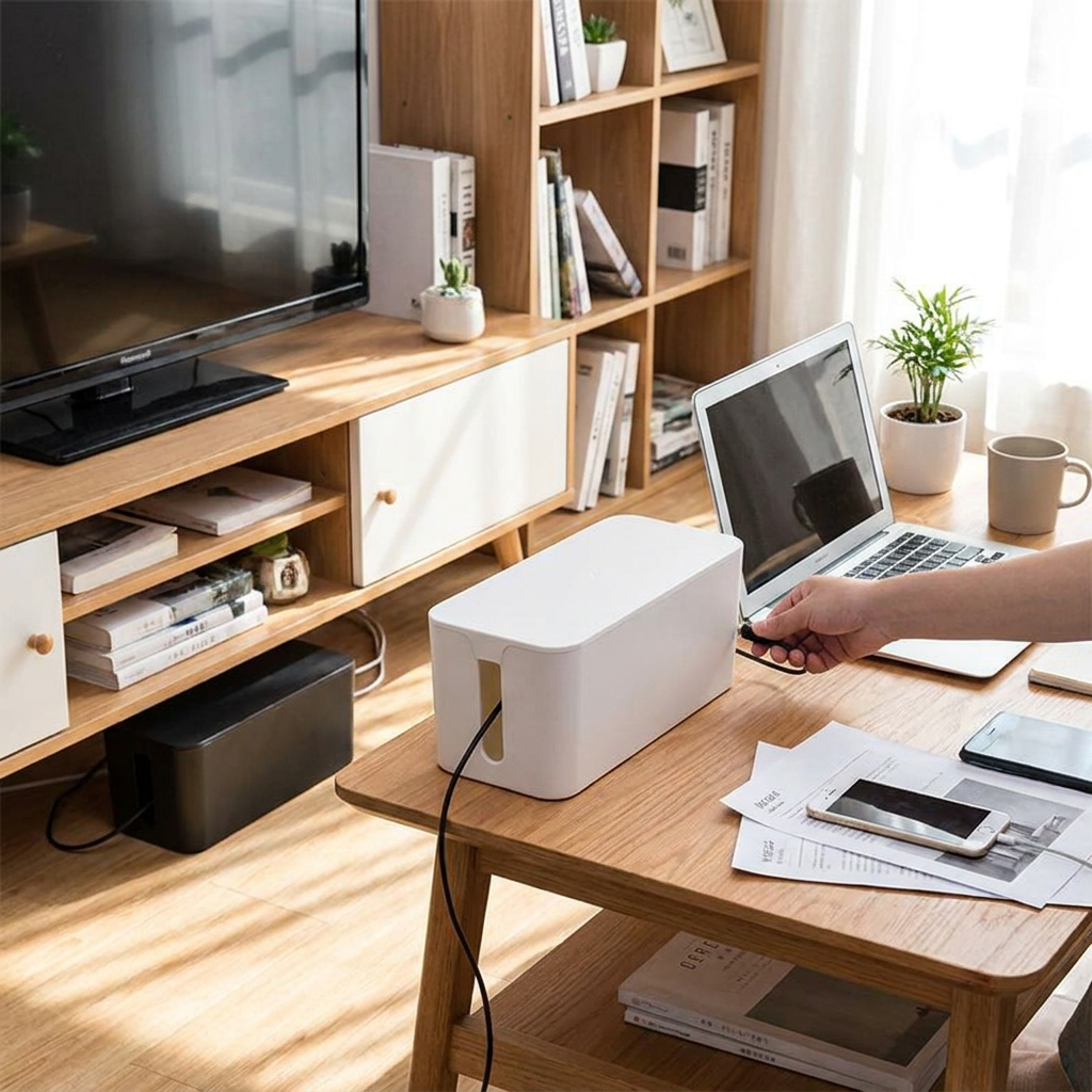 Desktop Cable Storage and Organizer Box lifestyle